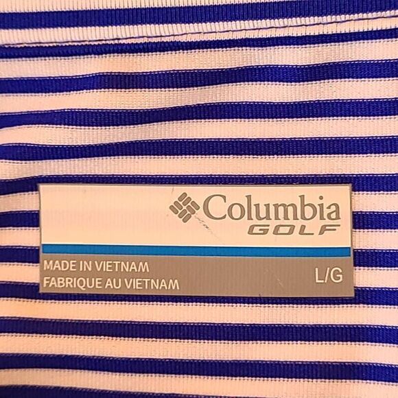 Columbia Golf Mens Blue and White Stripe Golf Polo Shirt Size Large - Picture 5 of 12